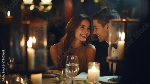 Couple having a romantic dinner photo
