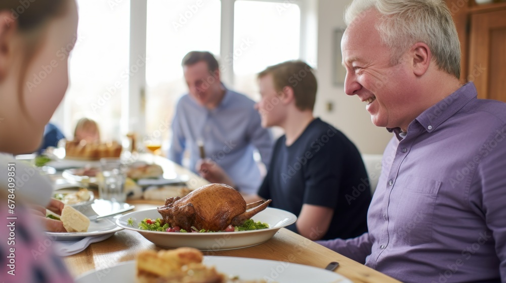 A family having Thanksgiving dinner together A family having Thanksgiving dinner together
