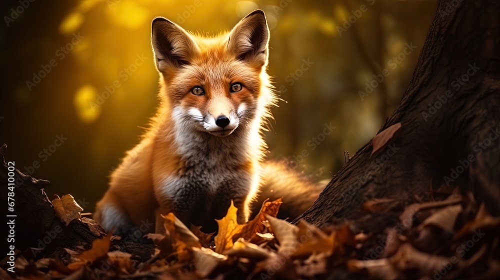 In Gilded Groves, the Fox's Emerald Eyes Portray a Nature Fairy's Charisma