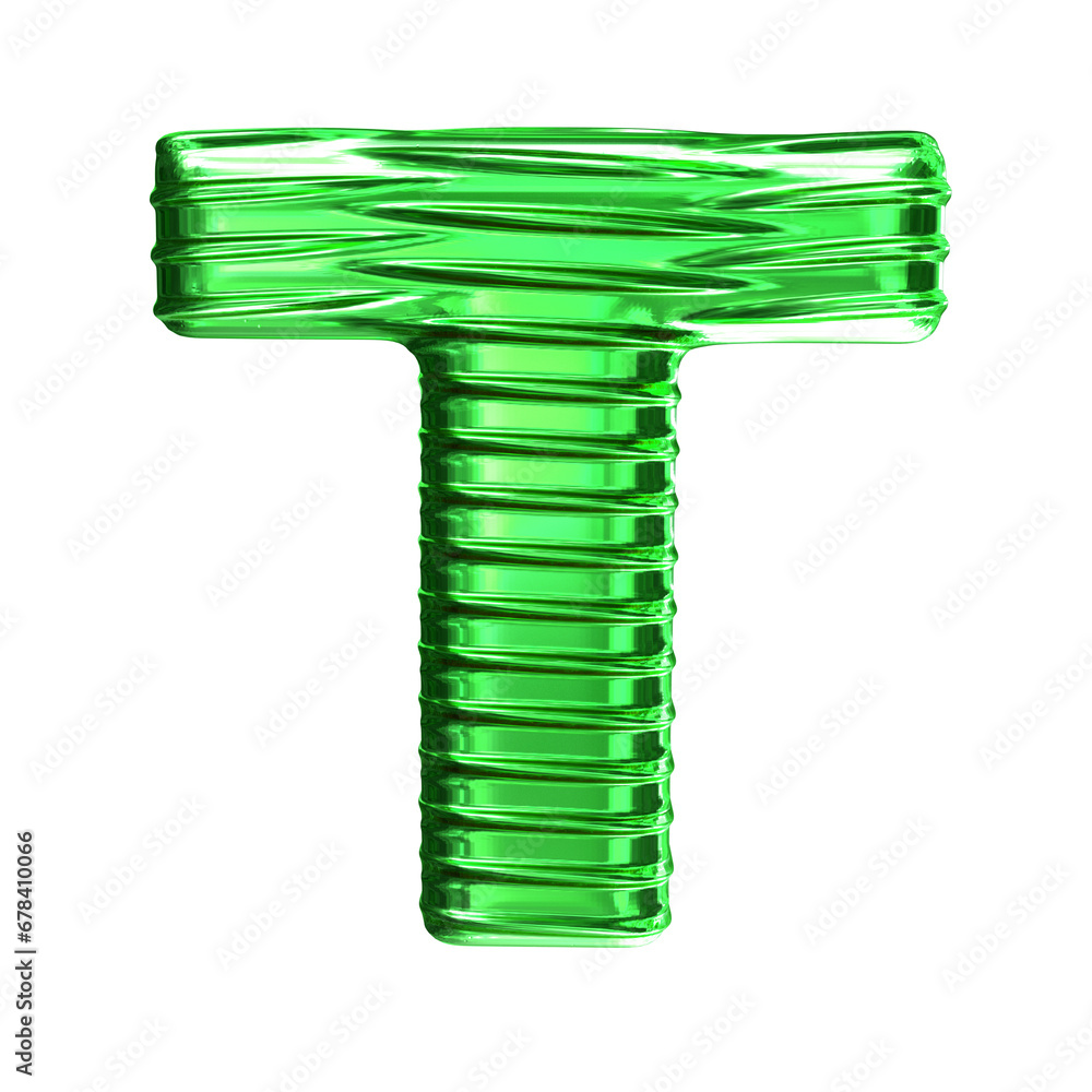 Green symbol with ribbed horizontal. letter t Green symbol with ribbed horizontal. letter t