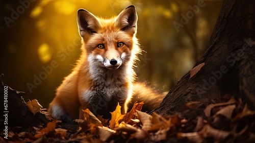 In Gilded Groves, the Fox's Emerald Eyes Portray a Nature Fairy's Charisma