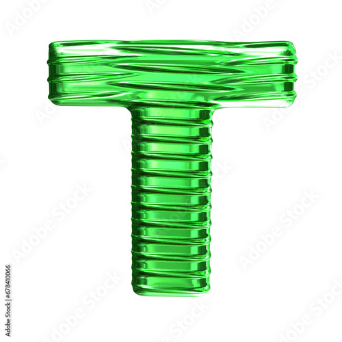 Green symbol with ribbed horizontal. letter t