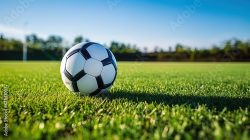 a white soccer ball lying on field