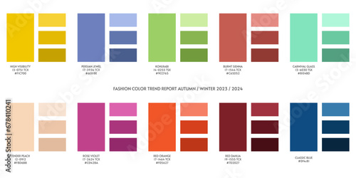 New fashion color and gradients trend 2024. Color palette forecast of the future color trend and gradients new color combinations Winter 2023