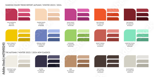 New fashion color and gradients trend 2024. Color palette forecast of the future color trend and gradients new color combinations Winter 2023