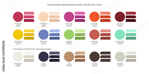New fashion color and gradients trend 2024. Color palette forecast of the future color trend and gradients new color combinations Winter 2023