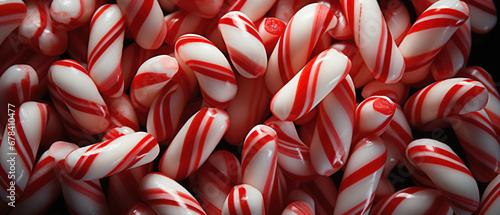 Red and white peppermint candy canes background.