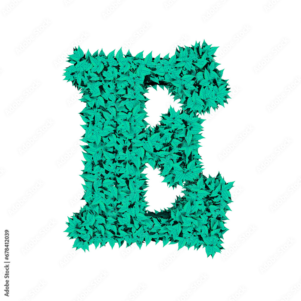 Symbol from menthol leaves. letter e Symbol from menthol leaves. letter e