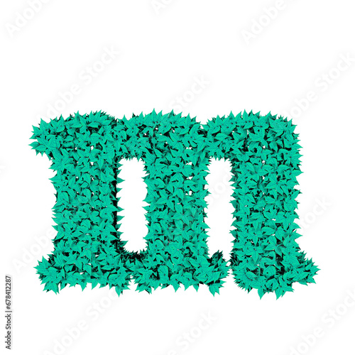 Symbol from menthol leaves. letter m