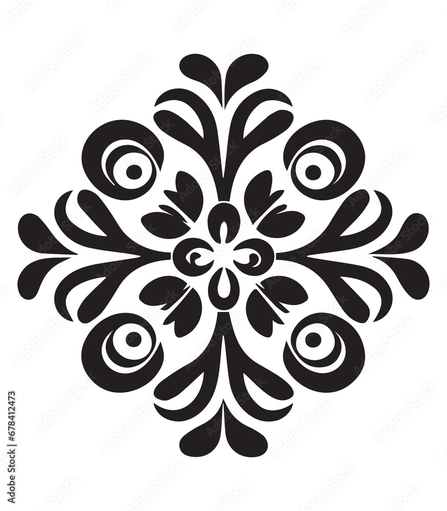 ornament In flower style,eps file,cut file,flower silhouette,