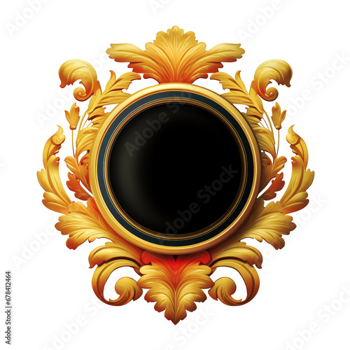 logo noir et doré vierge avec décor floral sur le côté