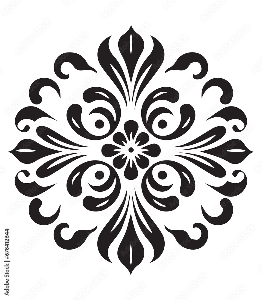Ornamental round flower pattern isolated on white background. Black outline mandala. Geometric circular pattern. Vector illustration. Ornamental round flower pattern isolated on white background. Black outline mandala. Geometric circular pattern. Vector illustration.