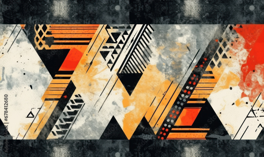Fototapeta premium african geometric seamless pattern with grunge effect background