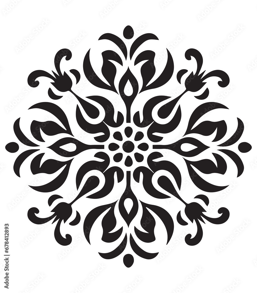 Ornamental round flower pattern isolated on white background. Black outline mandala. Geometric circular pattern. Vector illustration. Ornamental round flower pattern isolated on white background. Black outline mandala. Geometric circular pattern. Vector illustration.