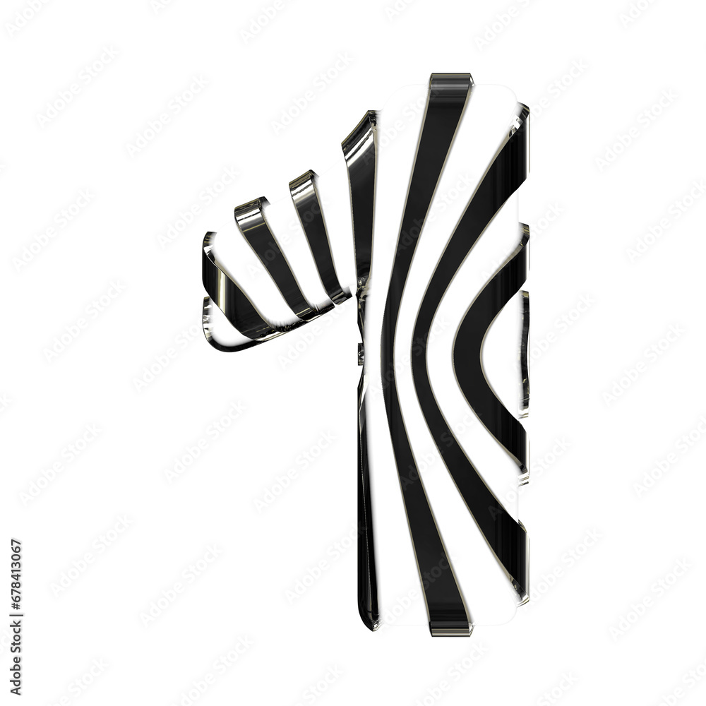 White symbol with black thin vertical straps. number 1 White symbol with black thin vertical straps. number 1