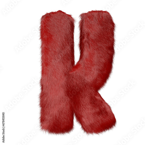 Symbol made of red fur. letter k