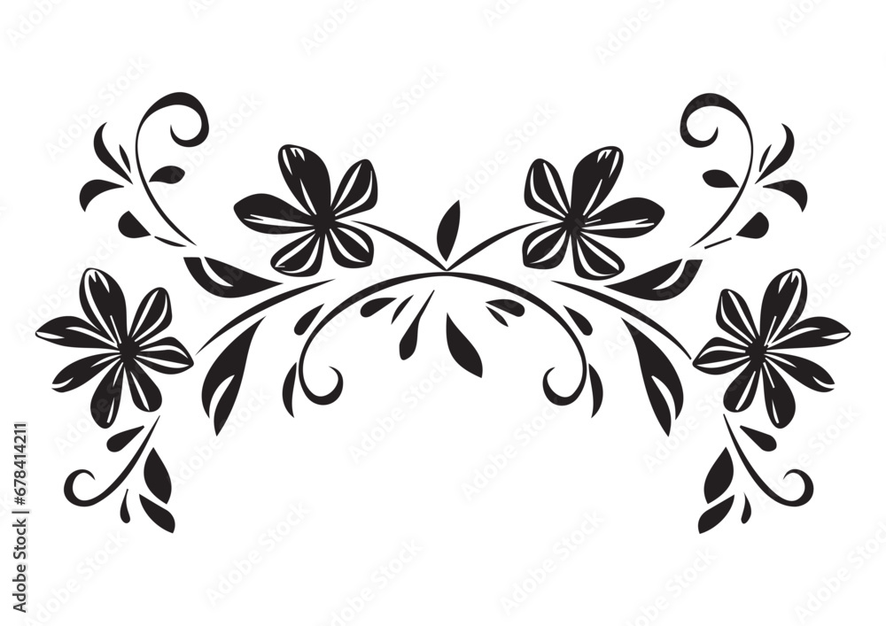 Decorative vector floral monogram, floral art, for wall, print ready, editable.