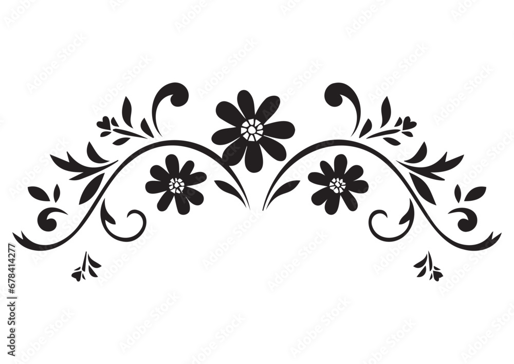 Decorative vector floral monogram, floral art, for wall, print ready, editable.