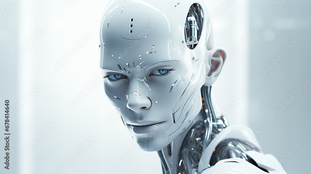 Robot with a human face. digital intelligence Robot with a human face. digital intelligence