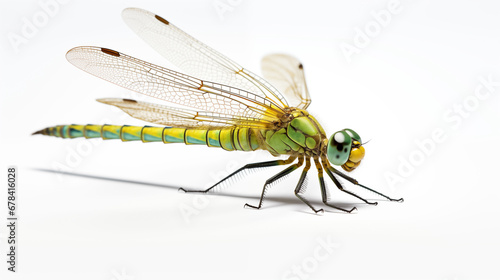 Green Dragon fly macro on plain backrounbd