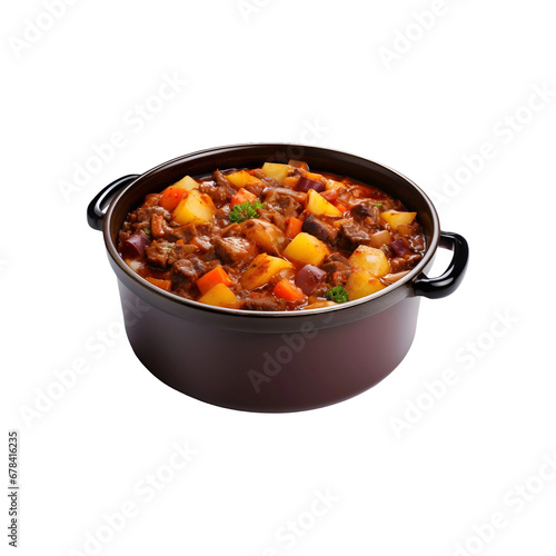 Camping Stew with meat and potato isolated on transparent background, AI photo