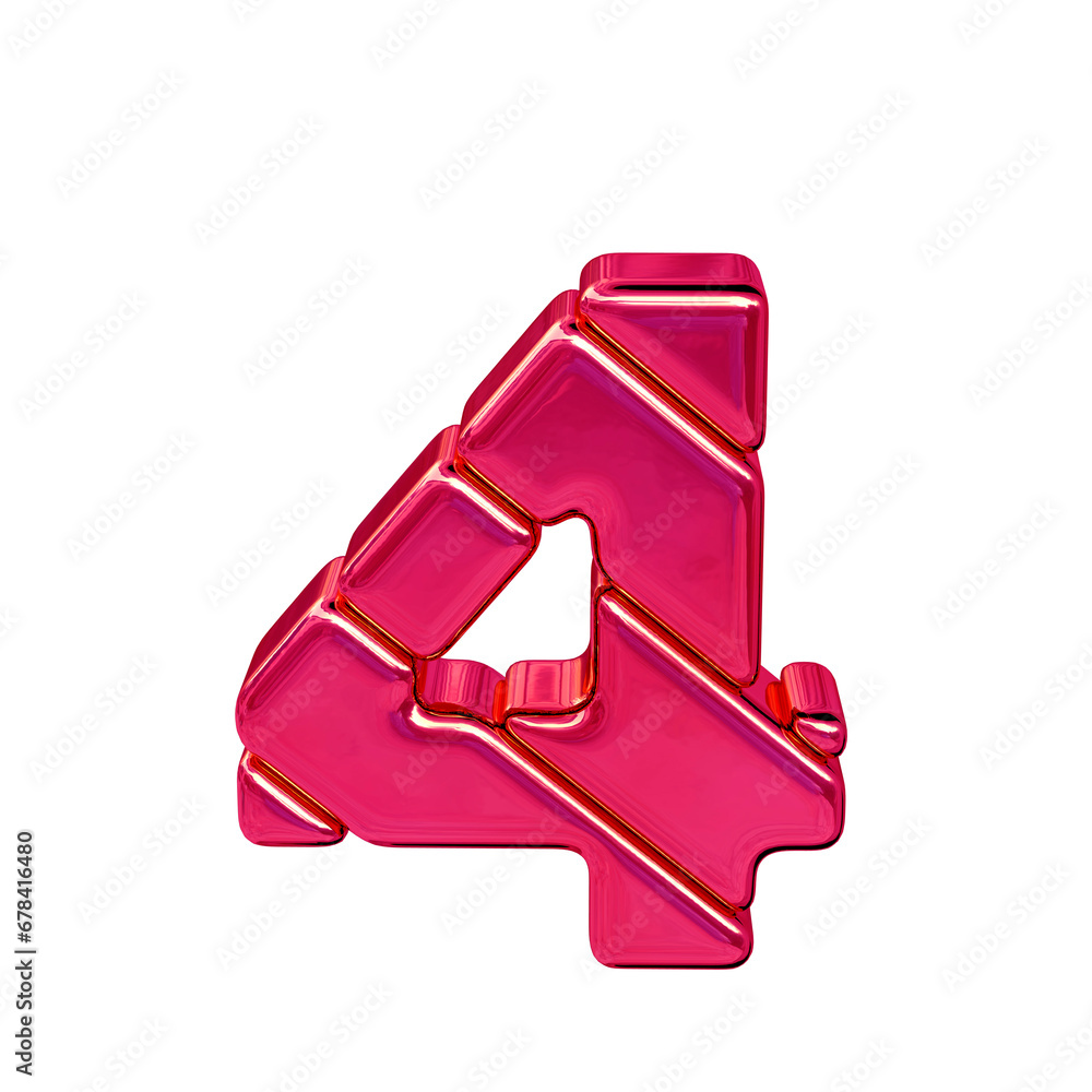 Symbol made of diagonal pink blocks. number 4 Symbol made of diagonal pink blocks. number 4