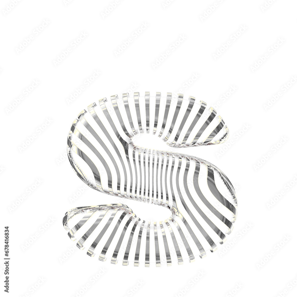 White symbol with ultra thin silver straps. letter s White symbol with ultra thin silver straps. letter s