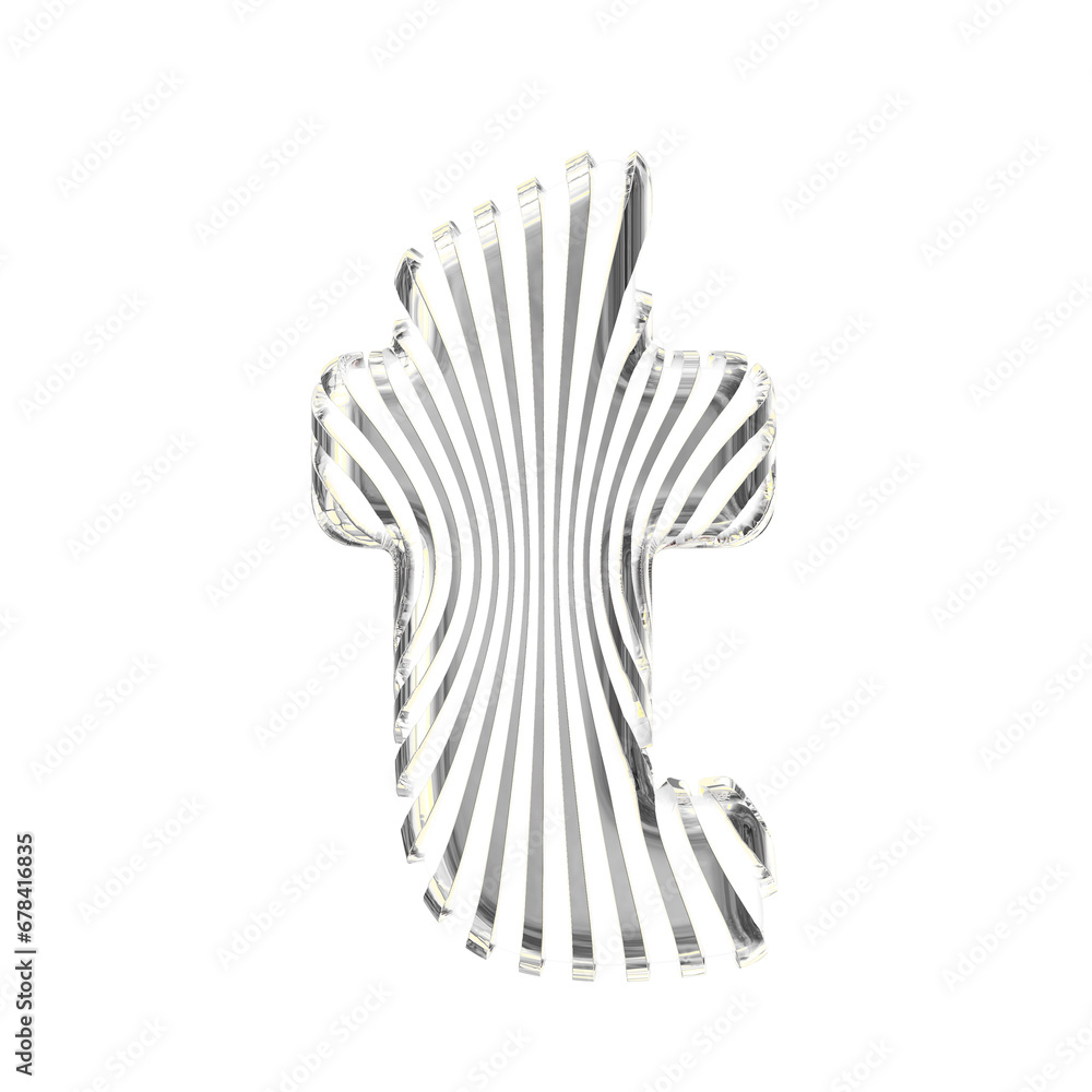 White symbol with ultra thin silver straps. letter t White symbol with ultra thin silver straps. letter t