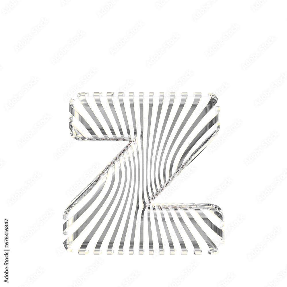 White symbol with ultra thin silver straps. letter z White symbol with ultra thin silver straps. letter z