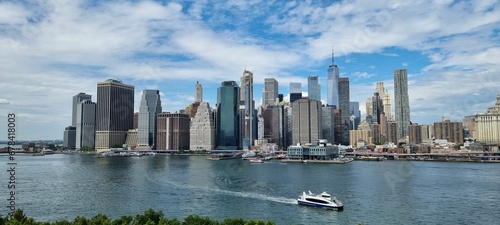 Beautiful landscape view of Manhattan with the east river in the foreground
