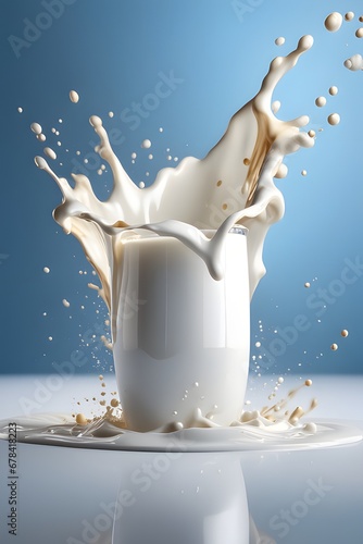 White milk, cream or yogurt splash in wave shape on the background.