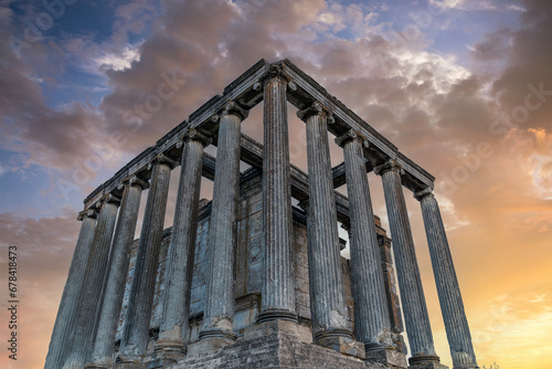 Aizanoi ancient city and Zeus temple located within the borders of Kutahya province with their unique sky colors