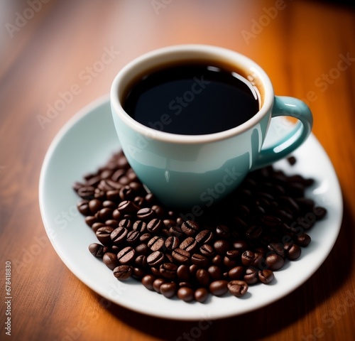 cup of coffee with beans © Debra