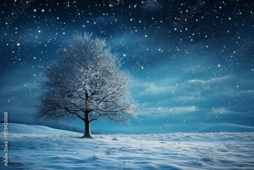 Winter night Christmas tale. Merry Christmas and Happy New Year concept. Background with copy space © top images