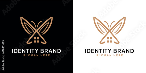 Luxury butterfly house line logo
