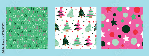 Set of holiday and New Year seamless patterns. Christmas pattern.