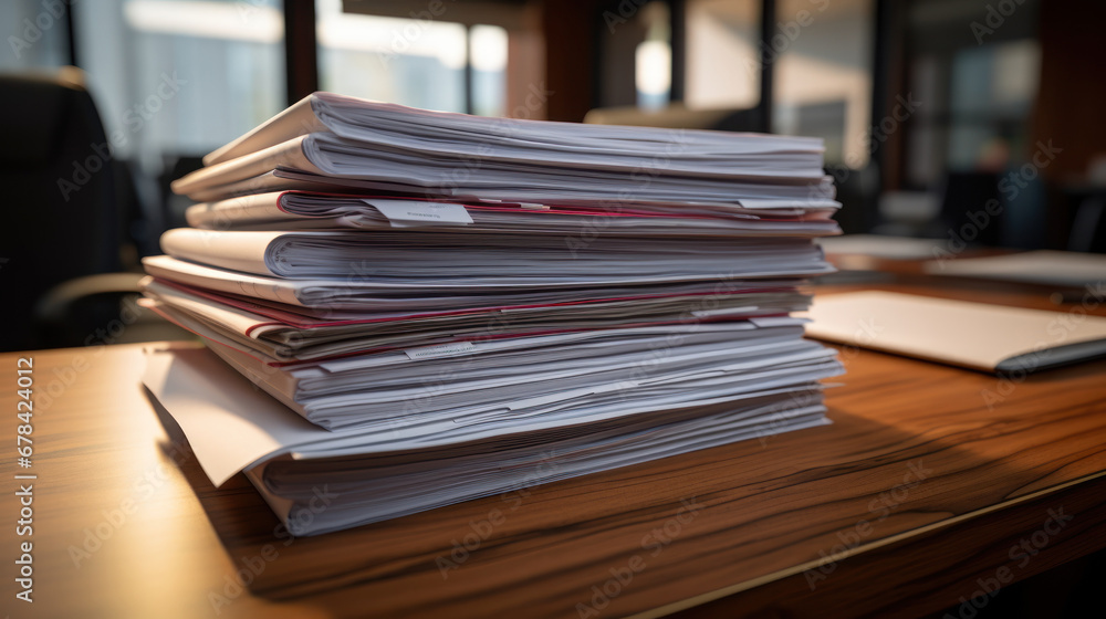 A stack of documents organized on the desk, a batch of business paperwork A stack of documents organized on the desk, a batch of business paperwork
