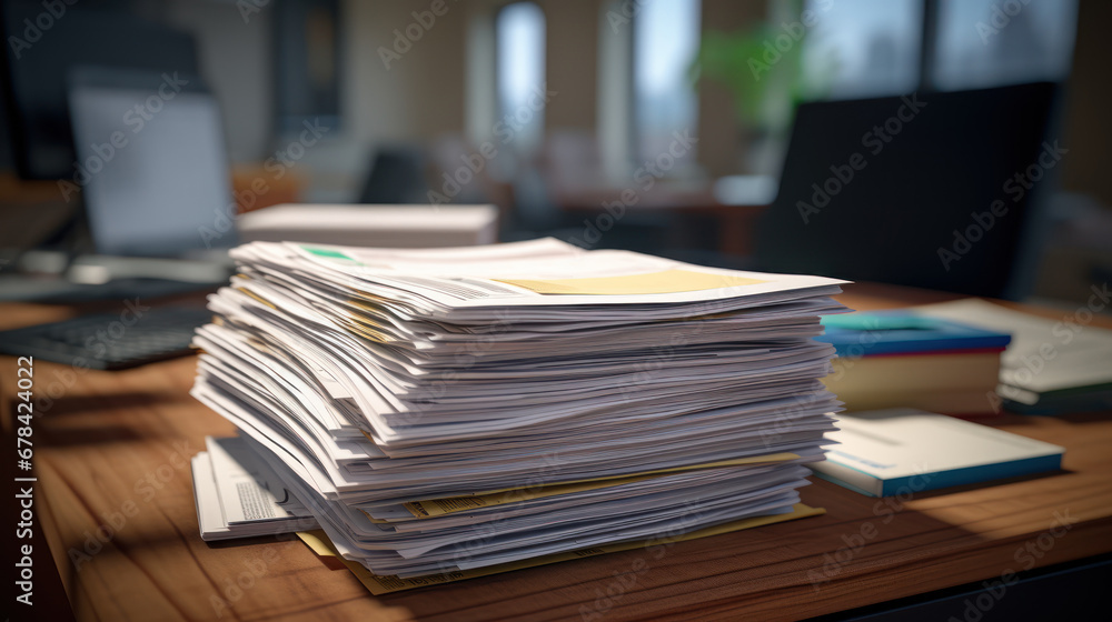 Pile of documents on office desk, Stack of business paper Pile of documents on office desk, Stack of business paper