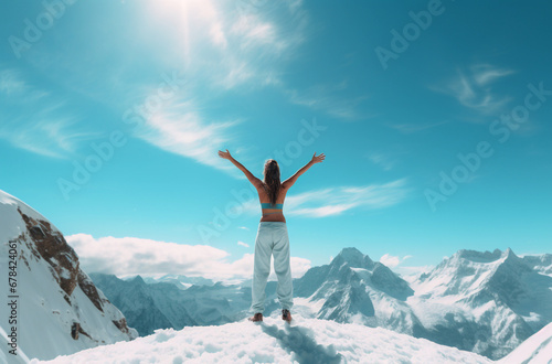On the Top! Woman Business Success Concept