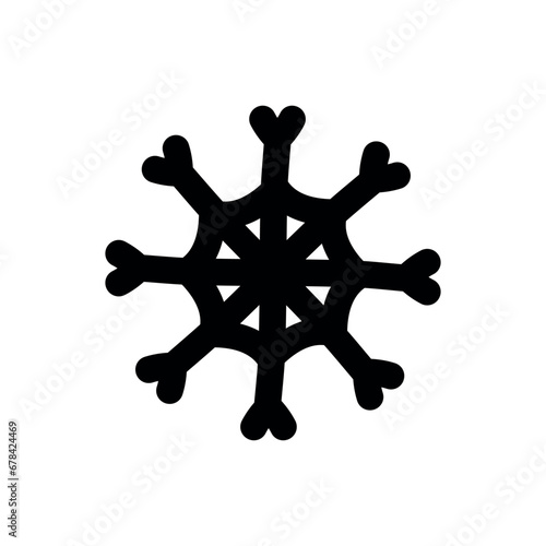 Vector groovy retro cartoon snowflake silhouette isolated on white background
