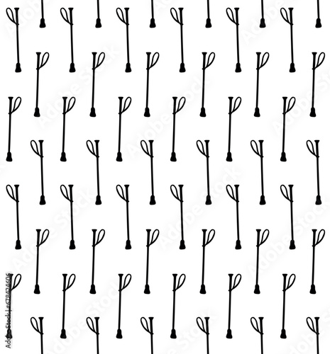 Vector seamless pattern of hand drawn horse stick silhouette isolated on white background