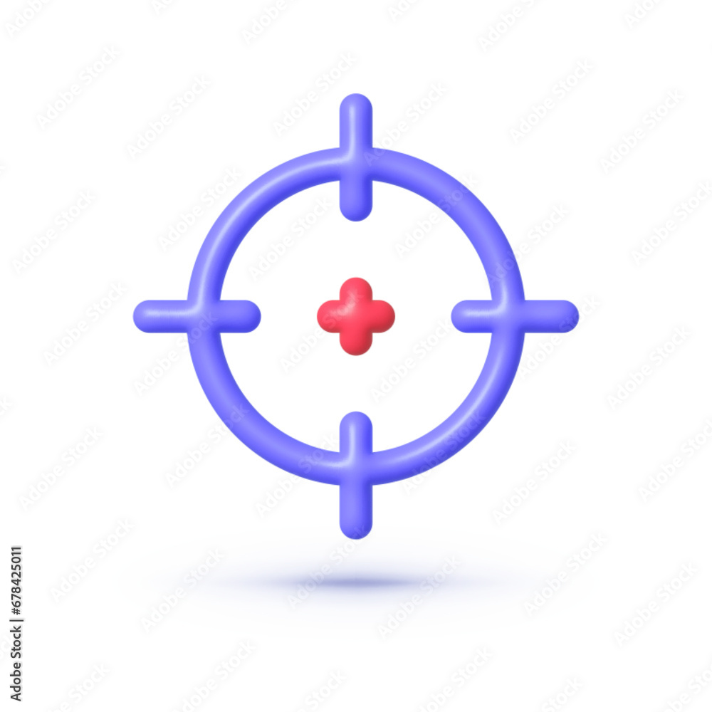 Target icon 3d for marketing advertising design. Sniper aiming icon. Reticle. Vector illustration Target icon 3d for marketing advertising design. Sniper aiming icon. Reticle. Vector illustration