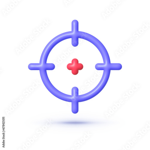Target icon 3d for marketing advertising design. Sniper aiming icon. Reticle. Vector illustration