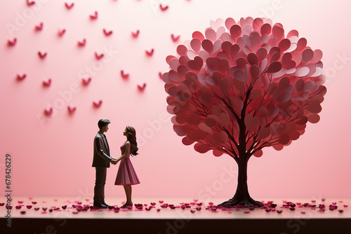 Miniature doll couple lover on road