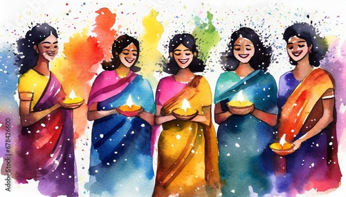 Holi and Diwali Celebration and color  photo