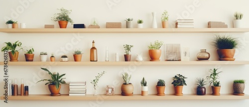 Background wall with shelves and plants