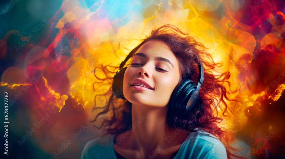 Fototapeta premium woman partying listening to music 