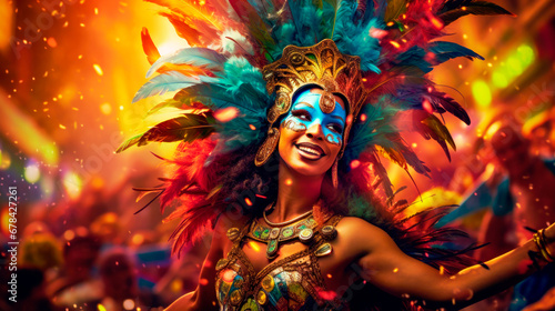 woman dancer in costume at Carnival of Rio de Janeiro © oscargutzo