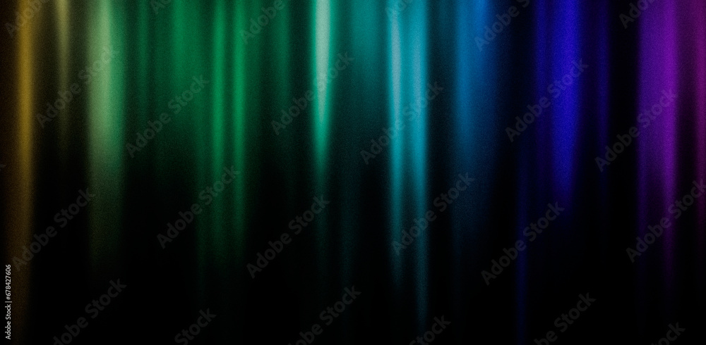 Dark background in rainbow colors. Yellow green turquoise blue pink purple blurred grainy background for website banner. Desktop design. A large, wide template, pattern. Color gradient, ombre, blur