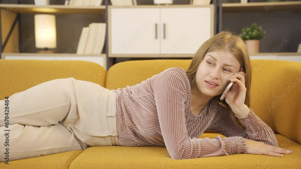 Young woman happy phone call. Young woman happy phone call.